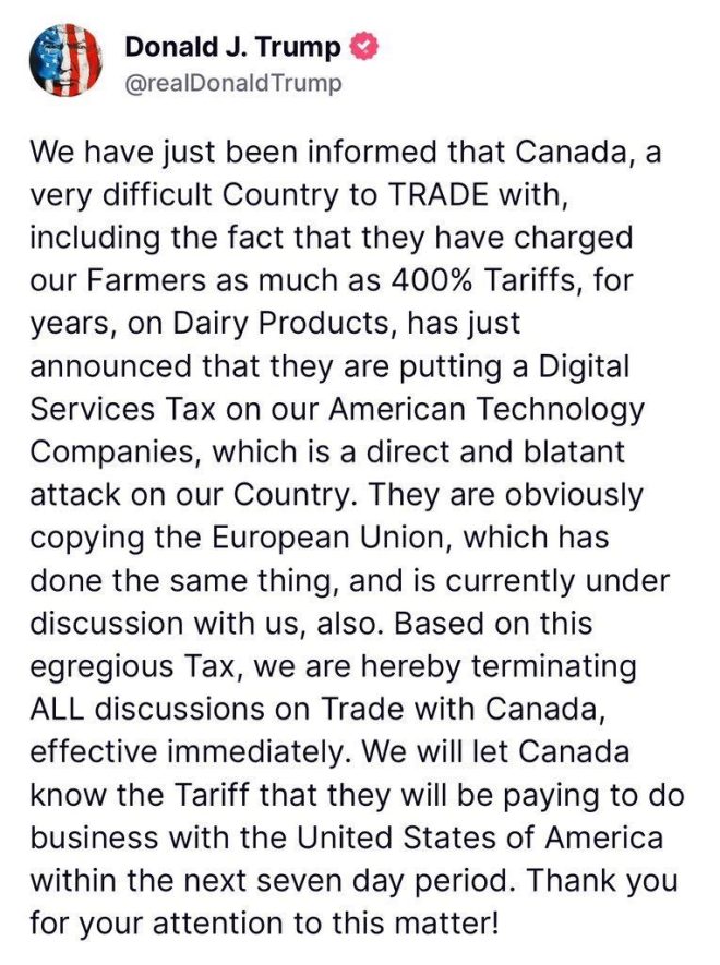 Trump Declares Trade WAR on Canada Over Digital Tax! — Trump Canada trade war, Digital Services Tax impact 2025, U.S. dairy tariffs conflict