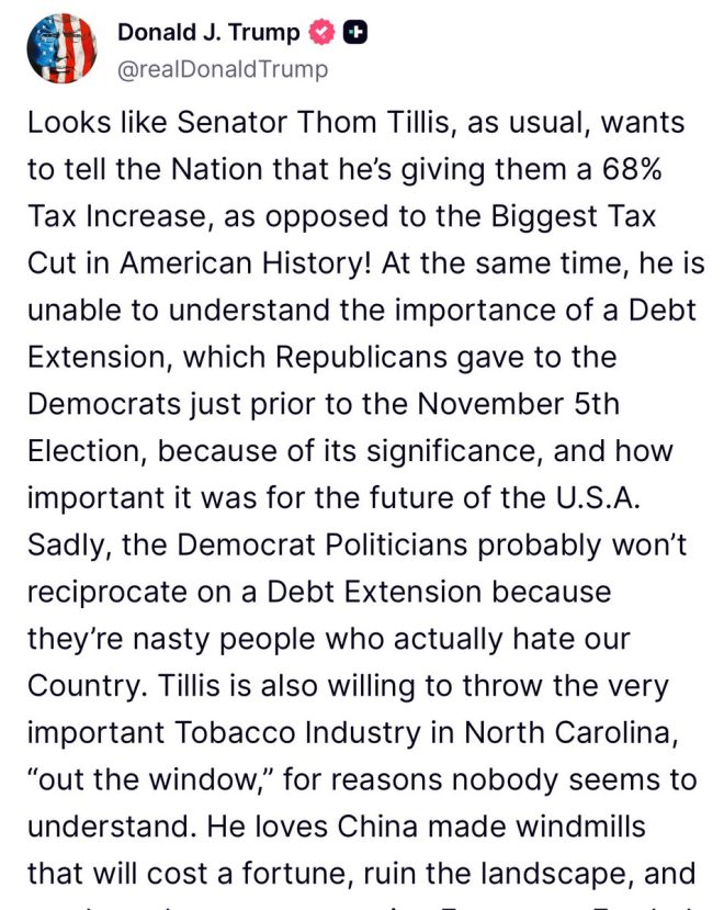 Trump vs. Tillis: Who Will Stand Tall in Budget Showdown? — Trump vs Republican Party, North Carolina budget crisis, Tillis political showdown