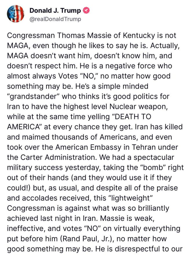 Trump's Bold Move: Massie Declared 'Pathetic LOSER' — Trump primary challenge, Massie MAGA controversy, 2025 presidential campaign