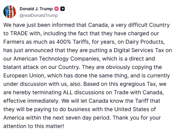 Trump's Bold Move: Trade Talks Cut Over Canadian Tax! — Trump Canada trade relations, Digital Services Tax impact, new tariffs 2025