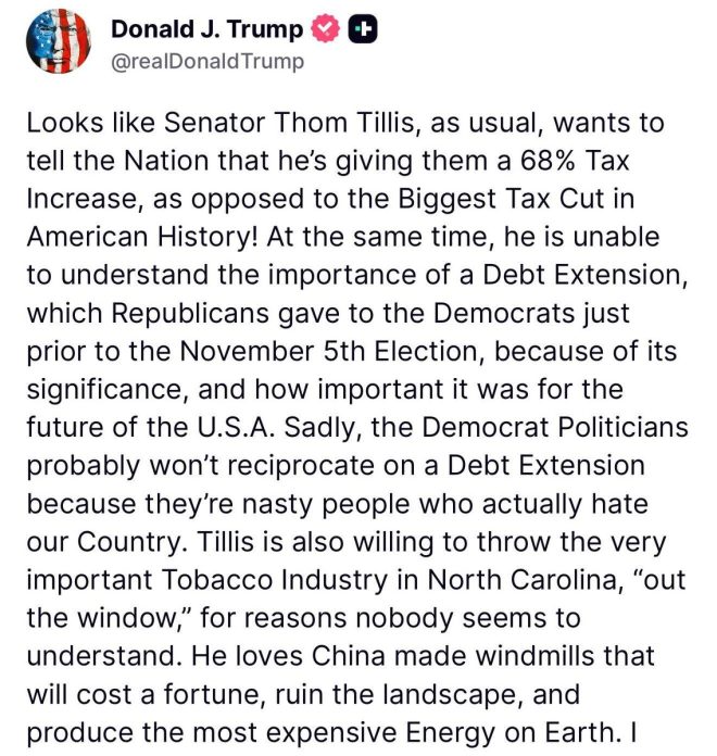 Trump's Fiery Attack: Tillis' Vote Sparks Tax Controversy! — Trump Tillis clash, North Carolina primary news, tax policy debate 2025