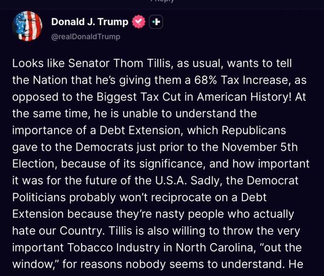 Trump's Fiery Rant: Is Thom Tillis' Political Career Over? — Trump criticizes Republican senator, Political fallout from Trump comments, Trump vs GOP tensions 2025