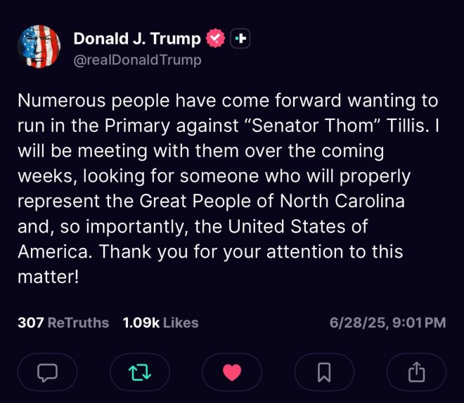 Trump's Shocking Move: Primary Battle Against Tillis Ahead! — Trump primary candidates, Senator Thom Tillis challenger, 2025 GOP primary news