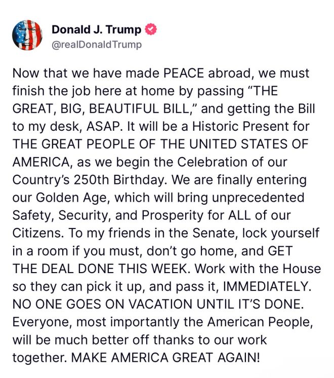 Trump's Shocking Order: No Vacations for GOP! — Trump urges GOP to stay focused, Republicans must prioritize legislation, Big Beautiful Bill deadline 2025