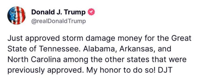 Trump's Storm Relief: A Blessing or a Political Gamble? — Thankful for Presidential Leadership, Tennessee Storm Recovery Support, Gratitude for National Leadership 2025