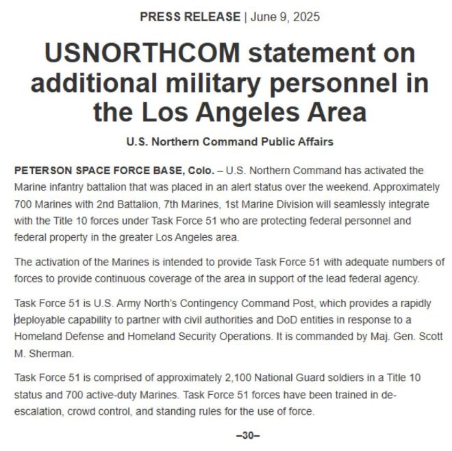 U.S. Marines Deployed to LA: Is Martial Law Imminent? — U.S. military response to civil unrest, Los Angeles riots deployment news, USNORTHCOM military operations update