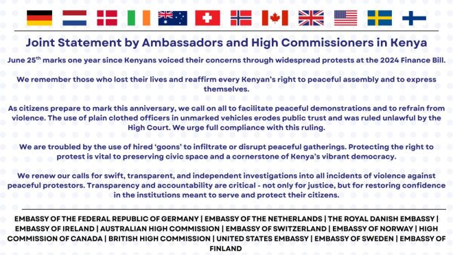Western Embassies Blast Kenya's Plainclothes Tactics! — joint statement condemnation, embassy security concerns