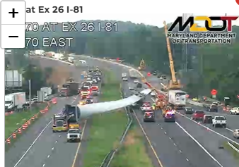 Wind Turbine Truck Crash Shuts Down I-70: What Happened? — I-70 traffic updates, wind turbine transport accident, Maryland highway delays