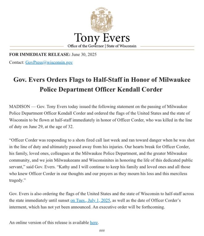 Wisconsin's Flags at Half-Staff: A Symbol of Controversy? —  fallen officer tribute, Wisconsin half-staff flags, Milwaukee police honor ceremony
