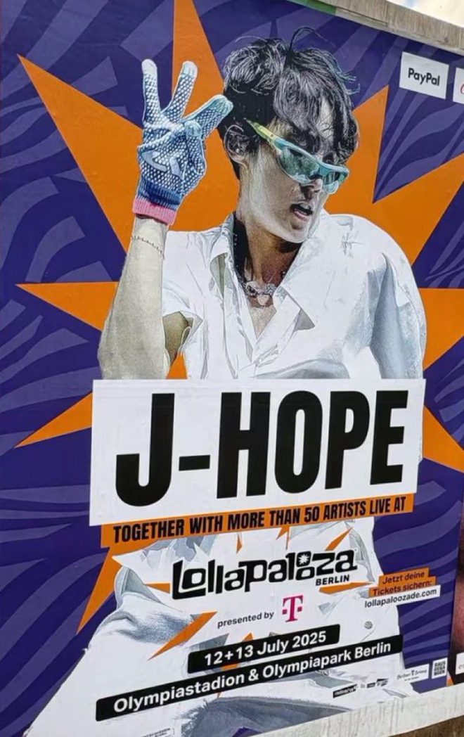 j-hope's Solo Poster for Lollapalooza Berlin Sparks Outrage! — j-hope Lollapalooza Berlin 2025, j-hope solo performance poster, j-hope concert artwork
