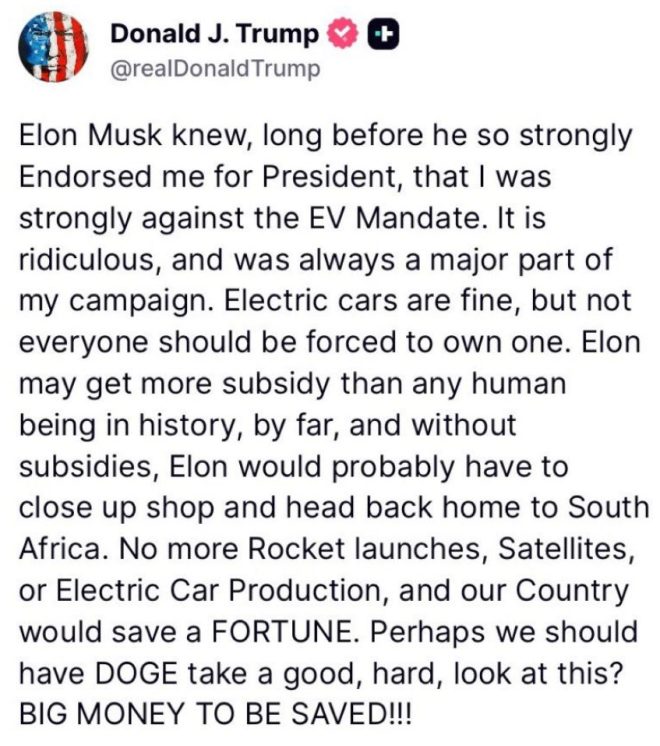 BREAKING: Trump Accuses Elon Musk of Electric Vehicle Subsidy Scandal — Trump criticizes Elon Musk, electric car incentives, government subsidies
Elon Musk responds to Trump, electric vehicle tax breaks, political controversy
Electric vehicle support, Trump administration, Elon Musk backlash