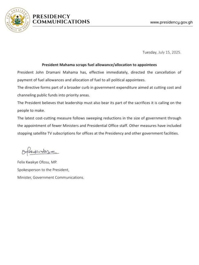 Breaking: Mahama's Shocking Fuel Allowance Cuts Spark Outrage! — breaking news, latest updates, government policy changes