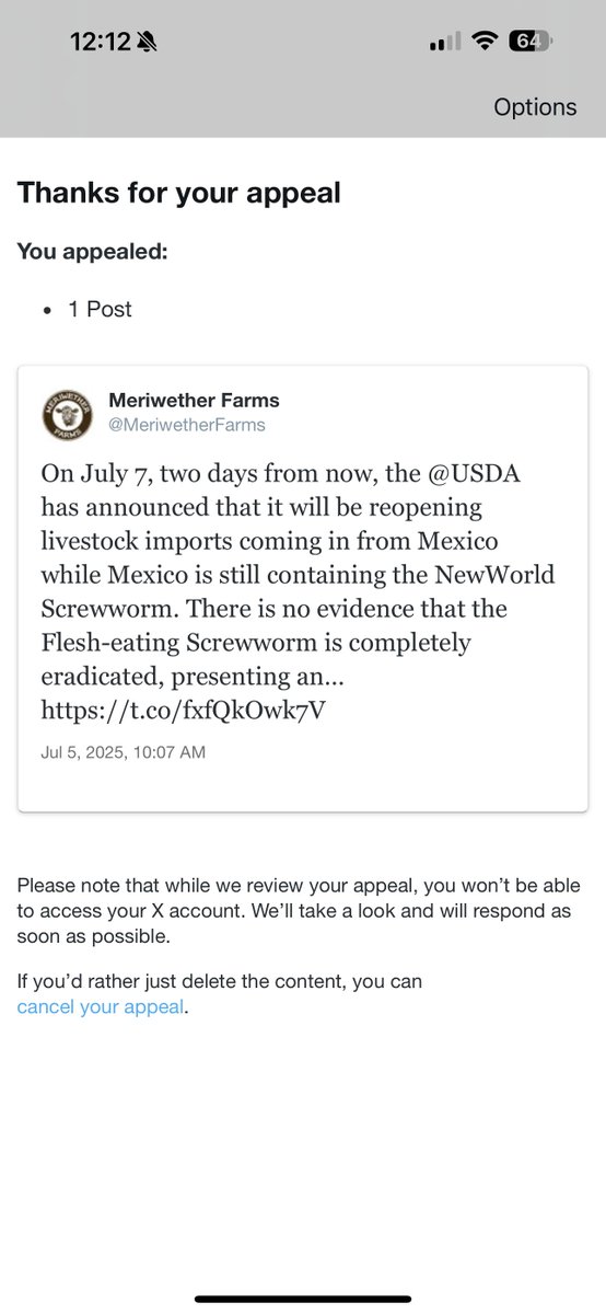 Breaking: Meriwether Farms Locked Over Screwworm Warning! — New World Screwworm outbreak, USDA response to agricultural threats, Meriwether Farms social media lockout