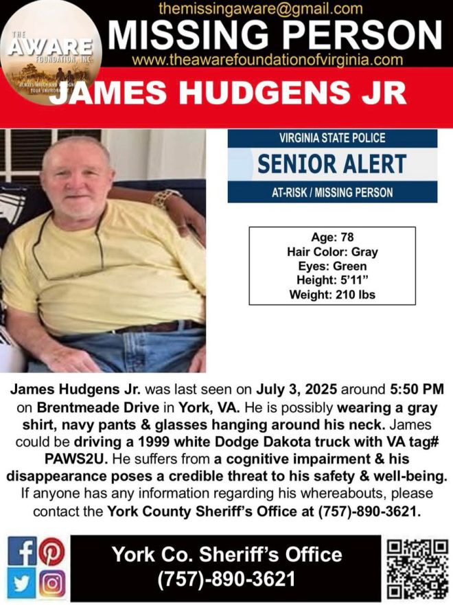 Breaking: Missing 78-Year-Old Sparks Controversy in York! — Missing Senior Alert York County, Virginia, Elderly Person Search York VA, York County Missing Persons Notification