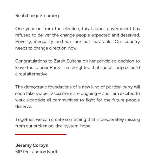 Corbyn & Sultana Unite: A New Left-Wing Revolution? — new political party UK, Jeremy Corbyn news 2025, Zarah Sultana political alliance
