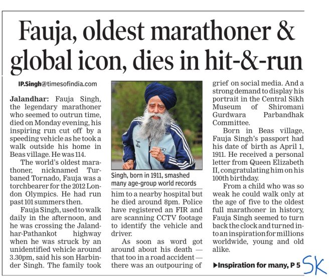Death of Fauja Singh: Iconic Marathoner Dies in Hit-and-Run