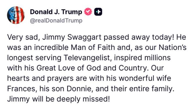 Death of Jimmy Swaggart: Trump Honors Televangelist's Legacy