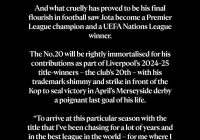 Diogo Jota's No.20: A Controversial Tribute Sparks Debate! —  Liverpool FC news, Diogo Jota jersey retirement, Liverpool legends 2025