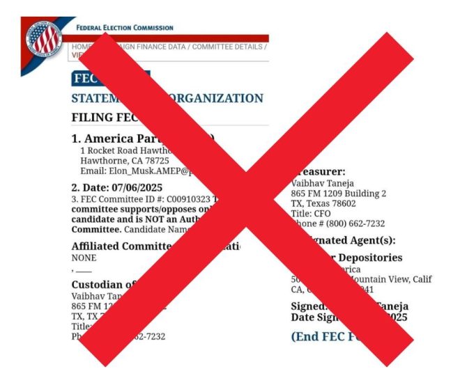 Elon Musk Calls America Party Filing a Total Hoax! —  Elon Musk news, America Party rumors, FEC filing controversy