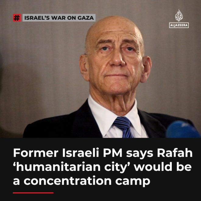 Former PM Calls Israeli Plans "Ethnic Cleansing" Camp! — ethnic cleansing allegations, humanitarian crisis in Gaza, Israeli occupation policies