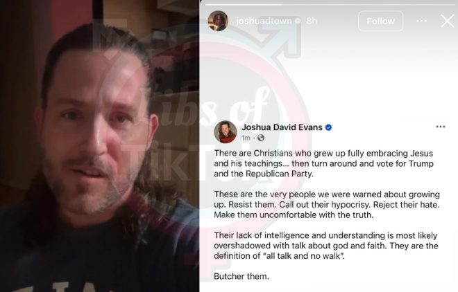 Joshua Evans Calls for Violence Against Trump Voters! — Joshua Evans controversy, Butcher Christians Trump, Singer actor political views