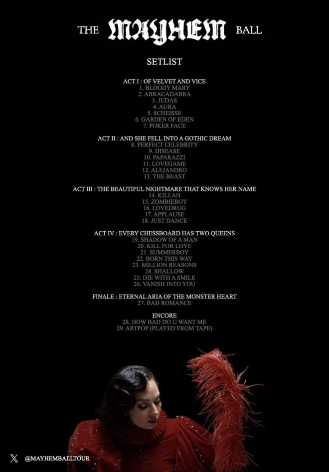Lady Gaga's MAYHEM Ball Tour: 29 Songs, 2h15 of Chaos! — Lady Gaga MAYHEM Ball Tour setlist, Lady Gaga live concert 2025, Lady Gaga tour highlights
