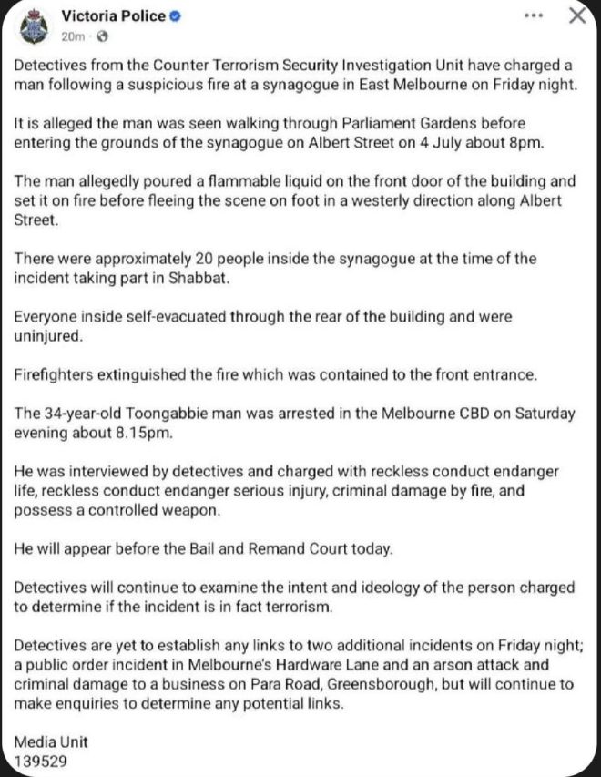 Melbourne Synagogue Firebombing: Terrorism or Not? — Melbourne synagogue attack news, firebombing arrests 2025, terrorism investigation updates