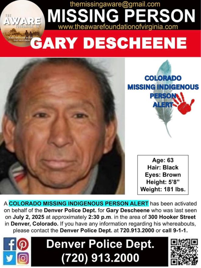 Missing Indigenous Man: What Happened to Gary Descheene? — MISSING NATIVE AMERICAN ALERT, INDIGENOUS PERSON SEARCH, DENVER POLICE MISSING PERSONS
