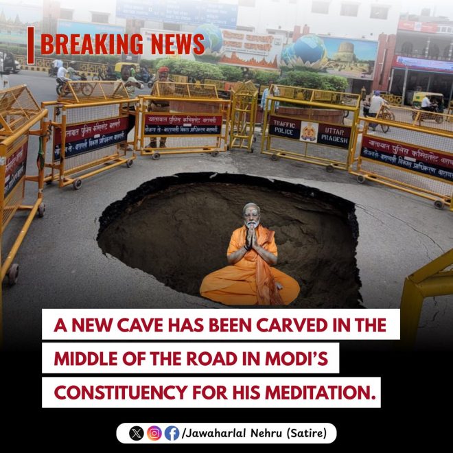 New Cave in Road Sparks Outrage: Bal Narendra's Meditation? — civic infrastructure developments, meditation retreats news, local governance updates