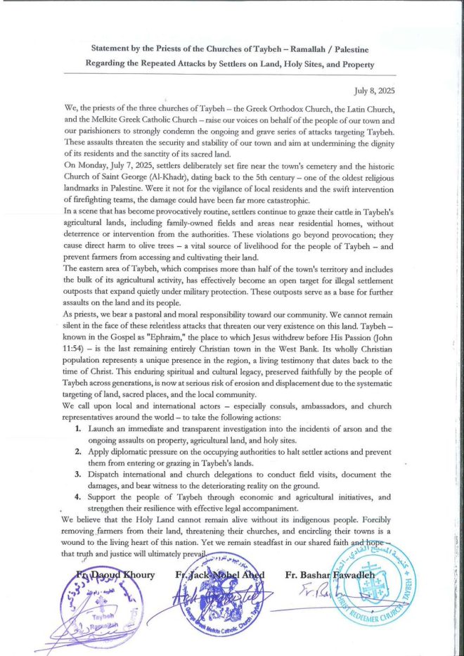 Priests of Taybeh Urge Action Amid Surge in Settler Violence
Will Gov. Huckabee Address Their Urgent Plea? — urgent appeal priests Taybeh, settler violence Israel 2025, Judea Samaria policy impact