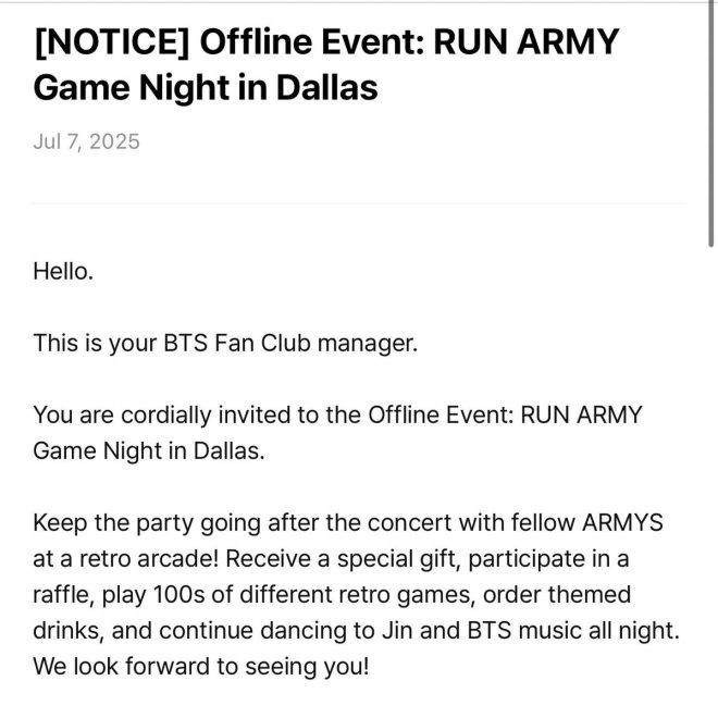 Seokjin's Dallas Game Night: A Must-Attend or Just Hype? — JIN RUN ARMY Game Night, Dallas offline event 2025, retro arcade game night