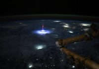 Shocking Photo: Gigantic Jet Lightning Captured from ISS! —  upper-atmospheric phenomena, stunning lightning photography, International Space Station discoveries
