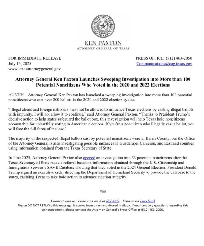 Texas AG Paxton Uncovers 200+ Illegal Ballots Scandal! — Texas AG Paxton investigation, illegal voting Harris County, noncitizen ballots 2025