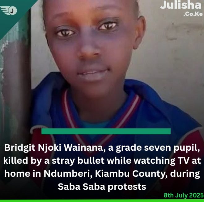 Tragic Death: Girl Killed by Police Bullet During Protests — Bridgit Njoki Wainana tragedy, Ndumberi police shooting incident, Saba Saba protests impact 2025