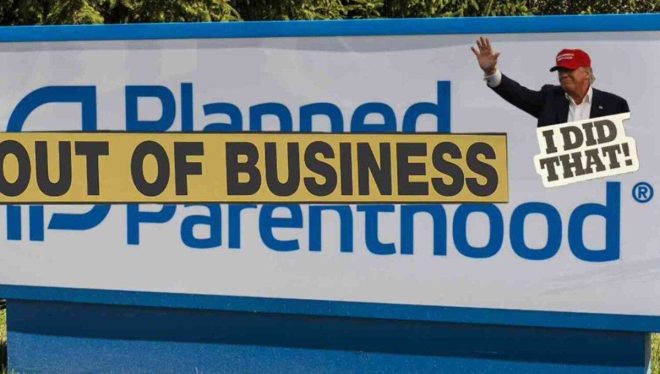 Trump's 'I Did That' Stickers Spark Outrage at Planned Parenthoods — Trump sticker controversy, Planned Parenthood shutdown reactions, political graffiti trends 2025