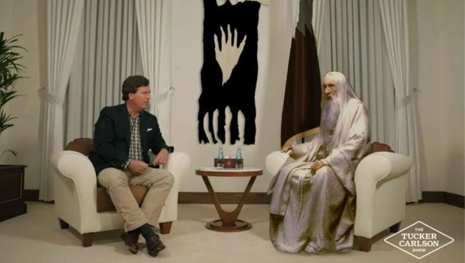Tucker Grills Saruman: Is Rohan the True Warmonger? — Tucker Carlson Saruman interview, Rohan politics analysis, Middle-earth conflict debate 2025