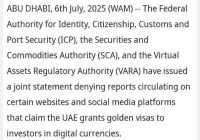 🚨 UAE DENIES ISSUING GOLDEN VISAS TO CRYPTO INVESTORS: WHAT'S REALLY GOING ON? 💰🤔 —  UAE denies crypto visa reports, Regulators refute golden visa claims, UAE officials reject crypto investor visas