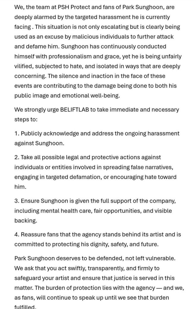Urgent Call: Protect Sunghoon from Alarming Harassment! — Sunghoon protection measures, targeted harassment support, BELIFTLAB action request 2025