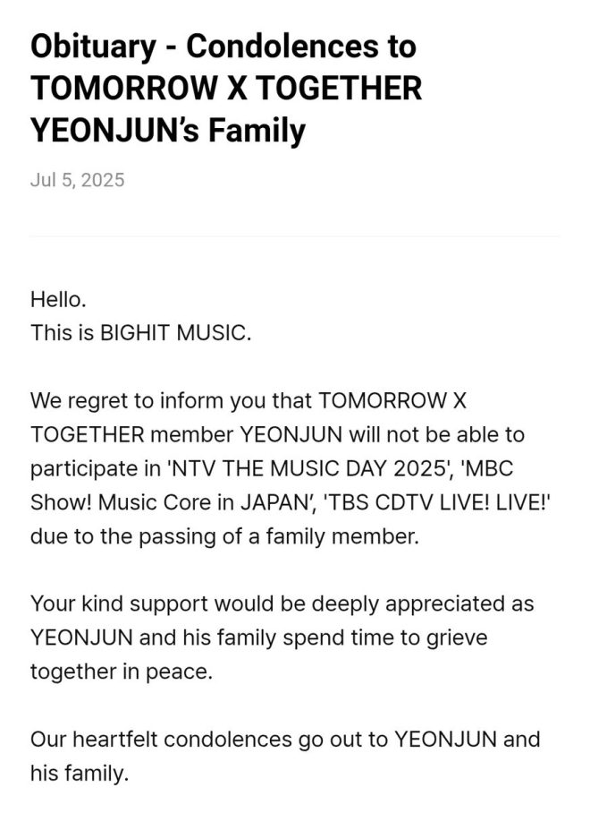 Yeonjun's Death in Family: Japan Activities Canceled
jjunie, sending our deepest condolences :((