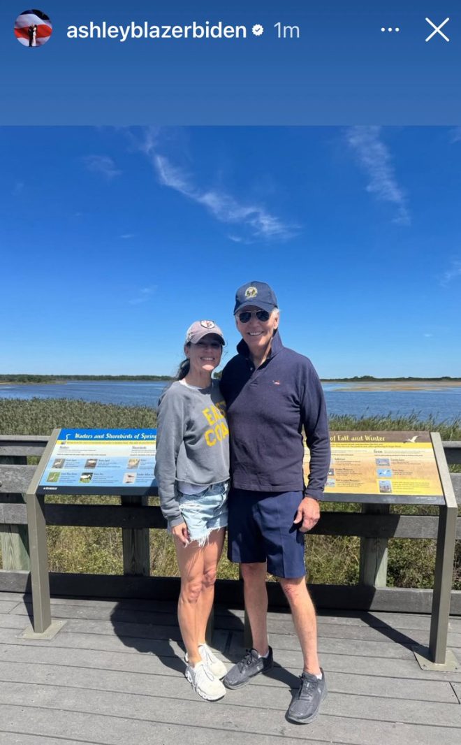 Ashley Biden shares photo of @JoeBiden looking fit at 82, sparks controversy over President's health. #WhiteHouseDrama — Joe Biden family portrait, Delaware state park, political family photo