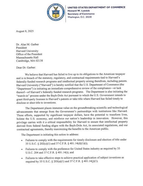 BREAKING: Commerce Department Targets Harvard's Patents! — Harvard patent investigation, Department of Commerce actions 2025, accountability in academic research