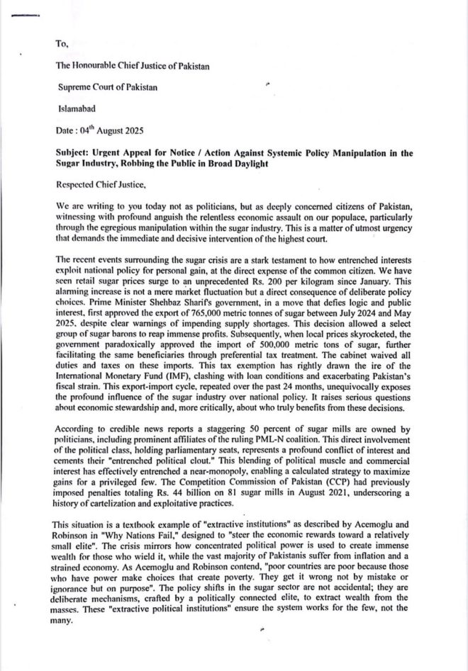 BREAKING: Leaders Demand Inquiry into Sugar Scandal! —  breaking news inquiry commission, sugar scandal investigation 2025, political leaders letter to CJP