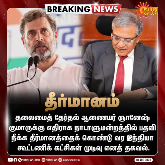 BREAKING: Opposition Moves to Oust Election Chief! —  Election Commission Controversy, Political Party Actions, Tamil Nadu Politics 2025