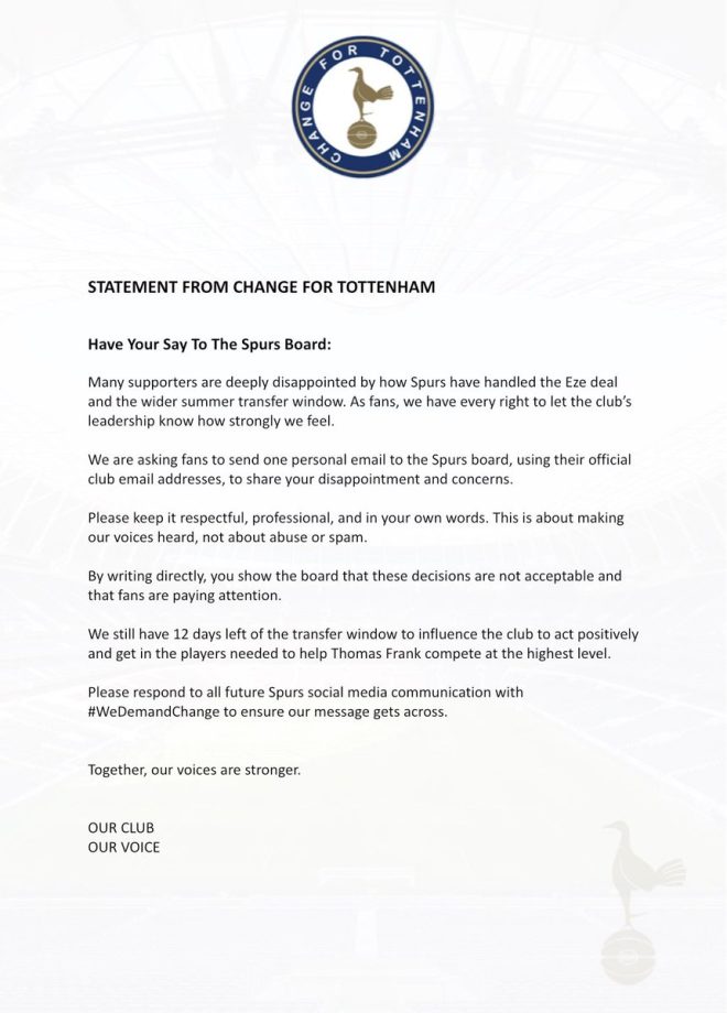 Change For Tottenham Sparks Outrage: Fans Demand Action! — Tottenham Fan Protest, Tottenham Hotspur Change Movement, Spurs Supporter Advocacy 2025