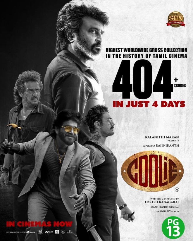 Coolie’s Rating Change Sparks Outrage: 4 Minutes Cut! — Coolie movie rating change, Rajinikanth film PG13 release, Singapore cinema violence advisory