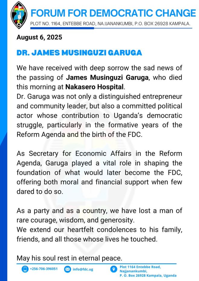 Death of James Musinguzi Garuga: A Great Loss to Us All