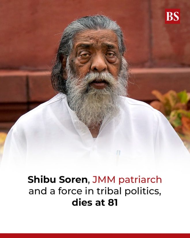 Death of Jharkhand Mukti Morcha Founder Shibu Soren at 81