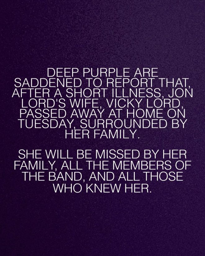Deep Purple Mourns Death of Jon Lord's Beloved Wife Vicky