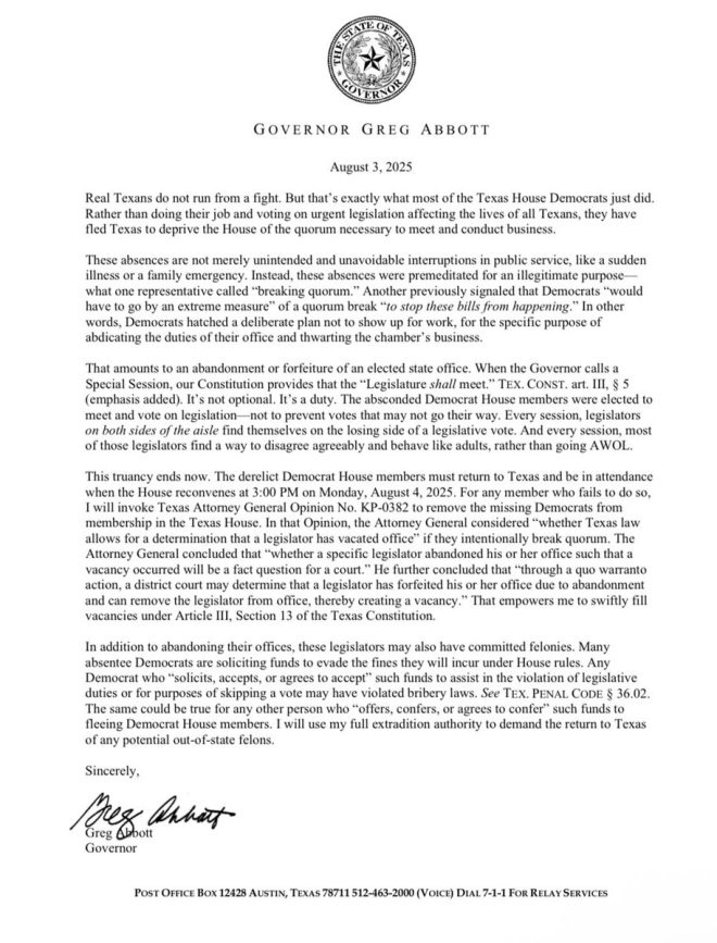 Governor Abbott's Shocking Ultimatum: Democrats Beware! —  Governor Abbott's Ultimatum, Texas Legislature Crisis, Democrats Face Removal