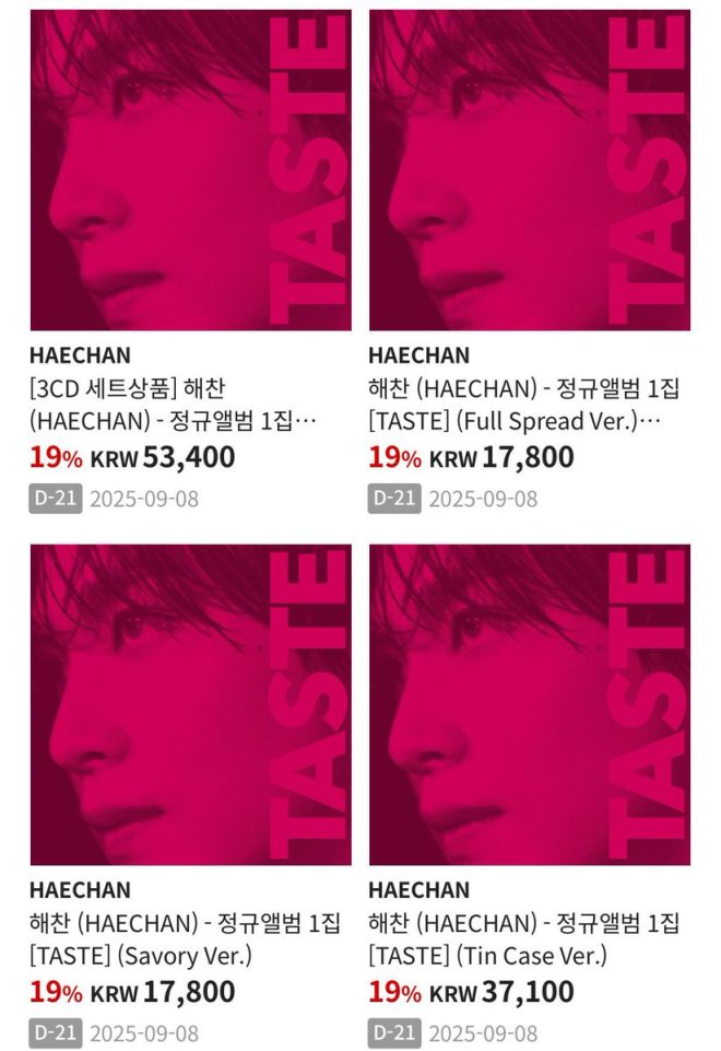 HAECHAN's 'TASTE' Album Sparks Debate Over Cover Choices! —  HAECHAN debut album 2025, K-pop album versions, HAECHAN merchandise collection